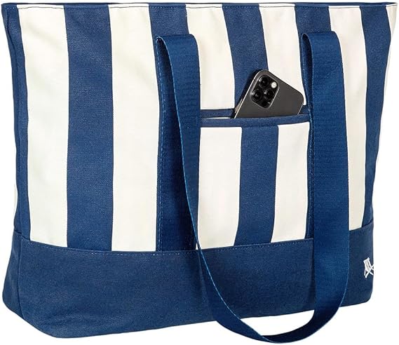 Dock & Bay Large Canvas Beach Bag, Whitsunday Blue BAGBCH-MD-NAVY