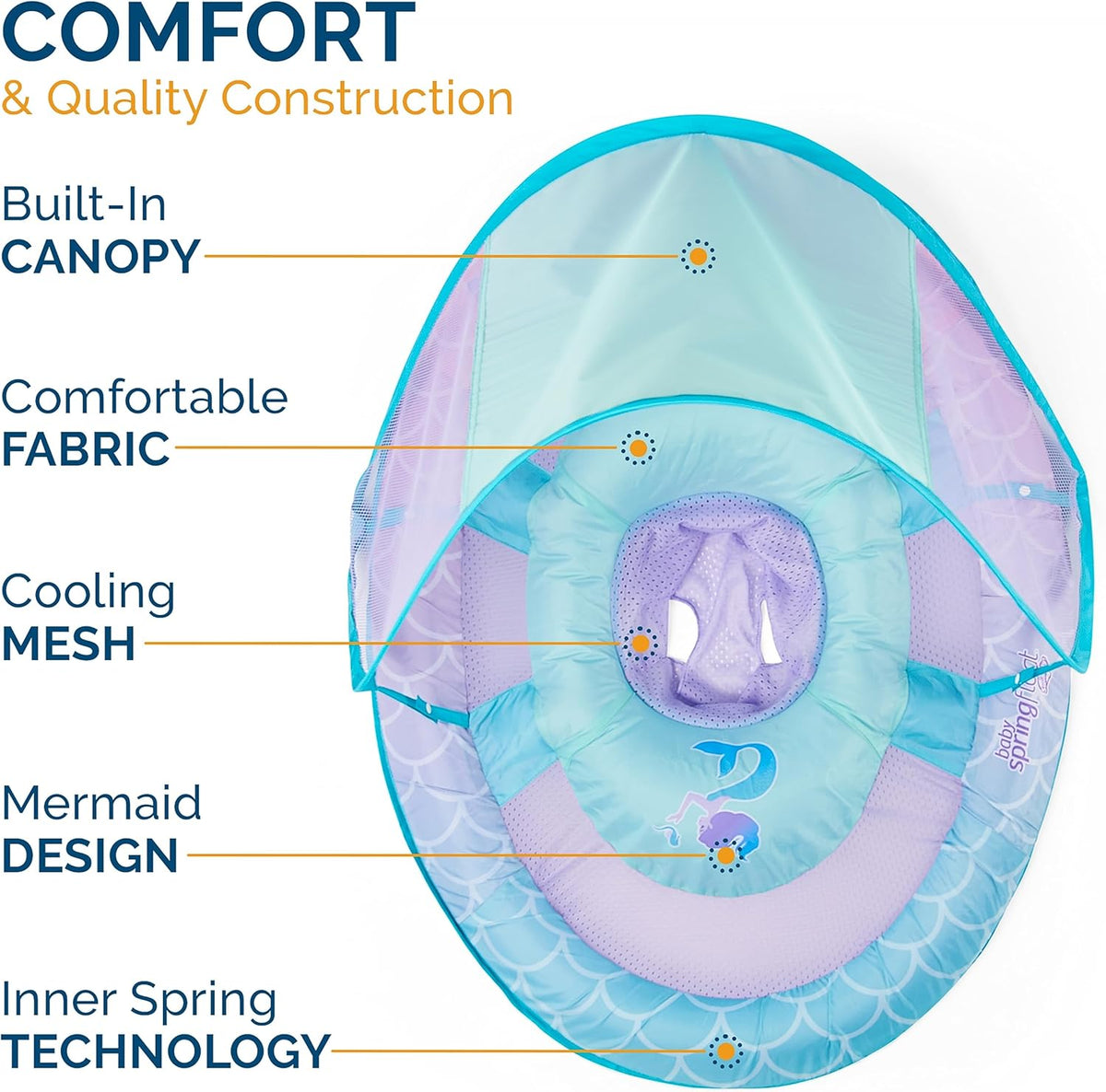 Swimways Sun Canopy Inflatable Baby Float, Mermaid Color 6063581