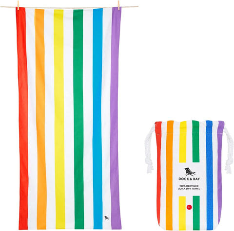 Dock & Bay Extra Long Quick Dry Beach Towel, Rainbow Skies TOWLB-SUM-XL-RAINB-R