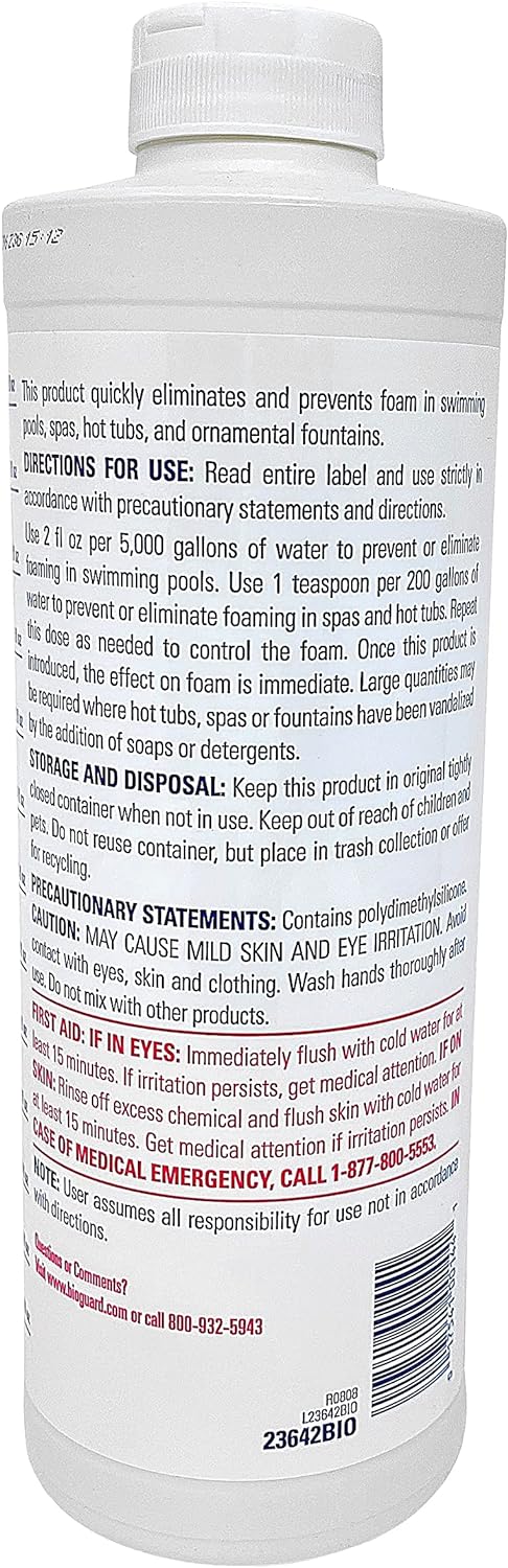 BioGuard Anti-Foam Pool Foam Eliminator 1qt 23642BIO