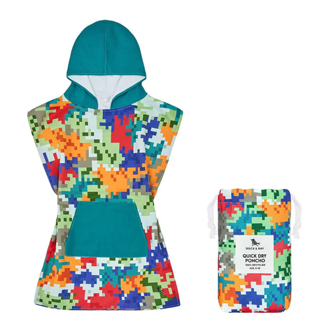 Dock & Bay Kids Quick Dry Poncho, Camo Cubes, Small PONCHK-KID-SM-CAMOCUBE