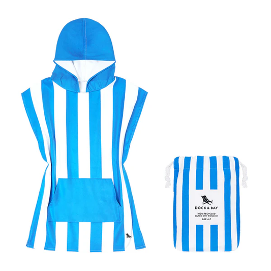 Dock & Bay Kids Quick Dry Poncho, Bondi Blue, Small PONCHK-CAB-SM-BLUE-R
